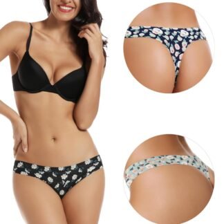 voenxe Seamless Women Underwear Thongs,No Show Ladies Thong,No Line Workout Breathable Comfortable Panties,Soft Undies,5-Pack