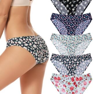 voenxe Women Bikini Underwear,Seamless Breathable Ladies Panties,No Show Comfortable Briefs Undies,Invisible Hipster,5-Pack