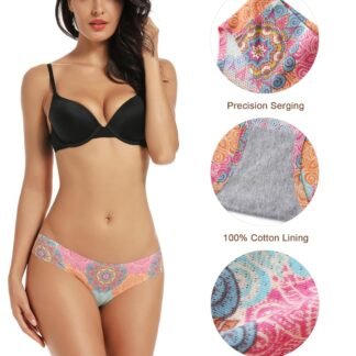 voenxe Women Bikini Underwear,Seamless Breathable Ladies Panties,No Show Comfortable Briefs Undies,Invisible Hipster,5-Pack