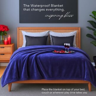 Waterproof Blanket King Size (Indigo, 82x82") Absorbent, Leakproof Fleece Protector for Bed, Couch - Water Proof and Stain Resistant, Plush Throw Blankets, Moisture Repellant...
