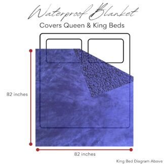 Waterproof Blanket King Size (Indigo, 82x82") Absorbent, Leakproof Fleece Protector for Bed, Couch - Water Proof and Stain Resistant, Plush Throw Blankets, Moisture Repellant...