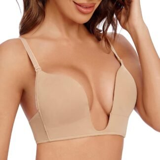 Wekofi Deep V Plunge Bras for Women Convertible Sexy Low Back Invisible Magic Wire Bra