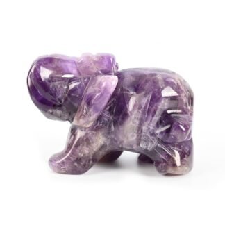 WHAL&YUNE 1.5 Inch Natural Crystal Elephant Figurine, Hand-Carved Gemstone Elephant Statue, Mini Crystal Animal Sculpture for Home Desk Shelf Decoration, Collectible Gift-Moss...