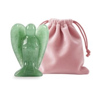 WHAL&YUNE Moss Agate Angel Figurine Natural Energy Healing Crystals Gemstone Hand Carved Sculpture for Home Office Desk Decor Holiday Lucky Gift - 1.5 inches