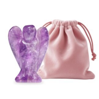 WHAL&YUNE Moss Agate Angel Figurine Natural Energy Healing Crystals Gemstone Hand Carved Sculpture for Home Office Desk Decor Holiday Lucky Gift - 1.5 inches