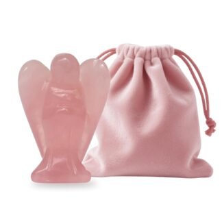 WHAL&YUNE Moss Agate Angel Figurine Natural Energy Healing Crystals Gemstone Hand Carved Sculpture for Home Office Desk Decor Holiday Lucky Gift - 1.5 inches