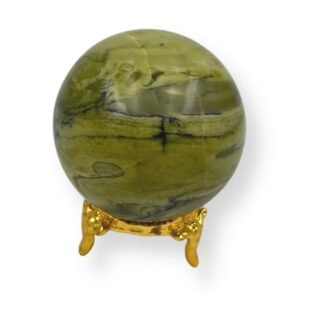 WholesaleGemShop Natural Quartz Serpentine 40-45 mm Ball Sphere Gemstone A+ Stand Hand Carved Crystal Altar Healing Devotional Focus Spiritual Chakra Cleansing Metaphysical Gift...