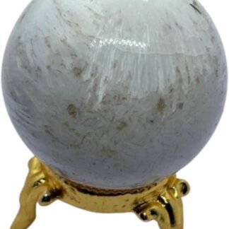 WholesaleGemShop Natural Scolecite Quartz 40-45 mm Ball Sphere Gemstone A+ Hand Carved Crystal Altar Healing Devotional Focus Spiritual Chakra Cleansing Metaphysical Gift Men Women