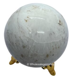 WholesaleGemShop Natural Scolecite Quartz 40-45 mm Ball Sphere Gemstone A+ Hand Carved Crystal Altar Healing Devotional Focus Spiritual Chakra Cleansing Metaphysical Gift Men Women