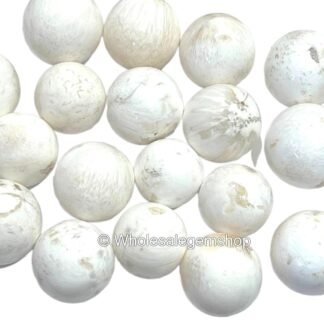 WholesaleGemShop Natural Scolecite Quartz 40-45 mm Ball Sphere Gemstone A+ Hand Carved Crystal Altar Healing Devotional Focus Spiritual Chakra Cleansing Metaphysical Gift Men Women