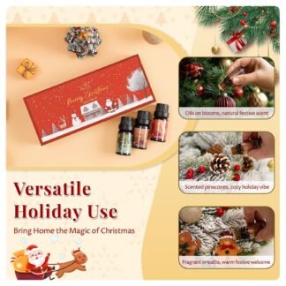 Winter Essential Oil Set | 6 Pack Holiday Fragrance Oils for Diffuser, Candle Making | Christmas Tree, Spice, Gingerbread, Apple Cider, Candy, Cranberry | Aromatherapy Gift Set...