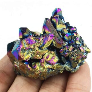 Wixine 1Pcs 30g Quartz Crystal Rainbow Titanium Cluster Mineral Specimen Reiki Healing