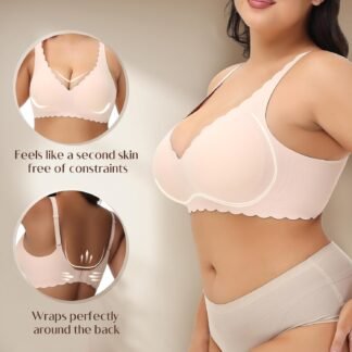 Women's Seamless Bras Wirefree, Deep V Petal Bralette No Underwire Plunge Everyday Bras Wireless Sports Bra