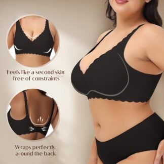 Women's Seamless Bras Wirefree, Deep V Petal Bralette No Underwire Plunge Everyday Bras Wireless Sports Bra