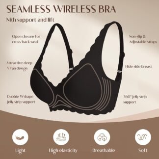 Women's Seamless Bras Wirefree, Deep V Petal Bralette No Underwire Plunge Everyday Bras Wireless Sports Bra