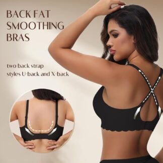 Women's Seamless Bras Wirefree, Deep V Petal Bralette No Underwire Plunge Everyday Bras Wireless Sports Bra