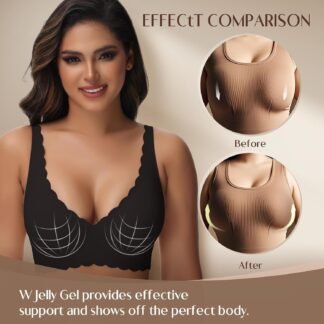 Women's Seamless Bras Wirefree, Deep V Petal Bralette No Underwire Plunge Everyday Bras Wireless Sports Bra