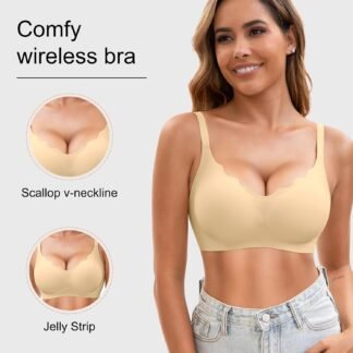 Womens Seamless T-Shirt Bras 3 Pack Wireless Comfy Jelly Bra, Full Coverage Bralette No Show Under Clothes