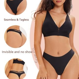 Women's Underwear Seamless Thongs 6 Pack No Show Thong Breathable Invisibles Hollow Out Sexy Panties Underwear