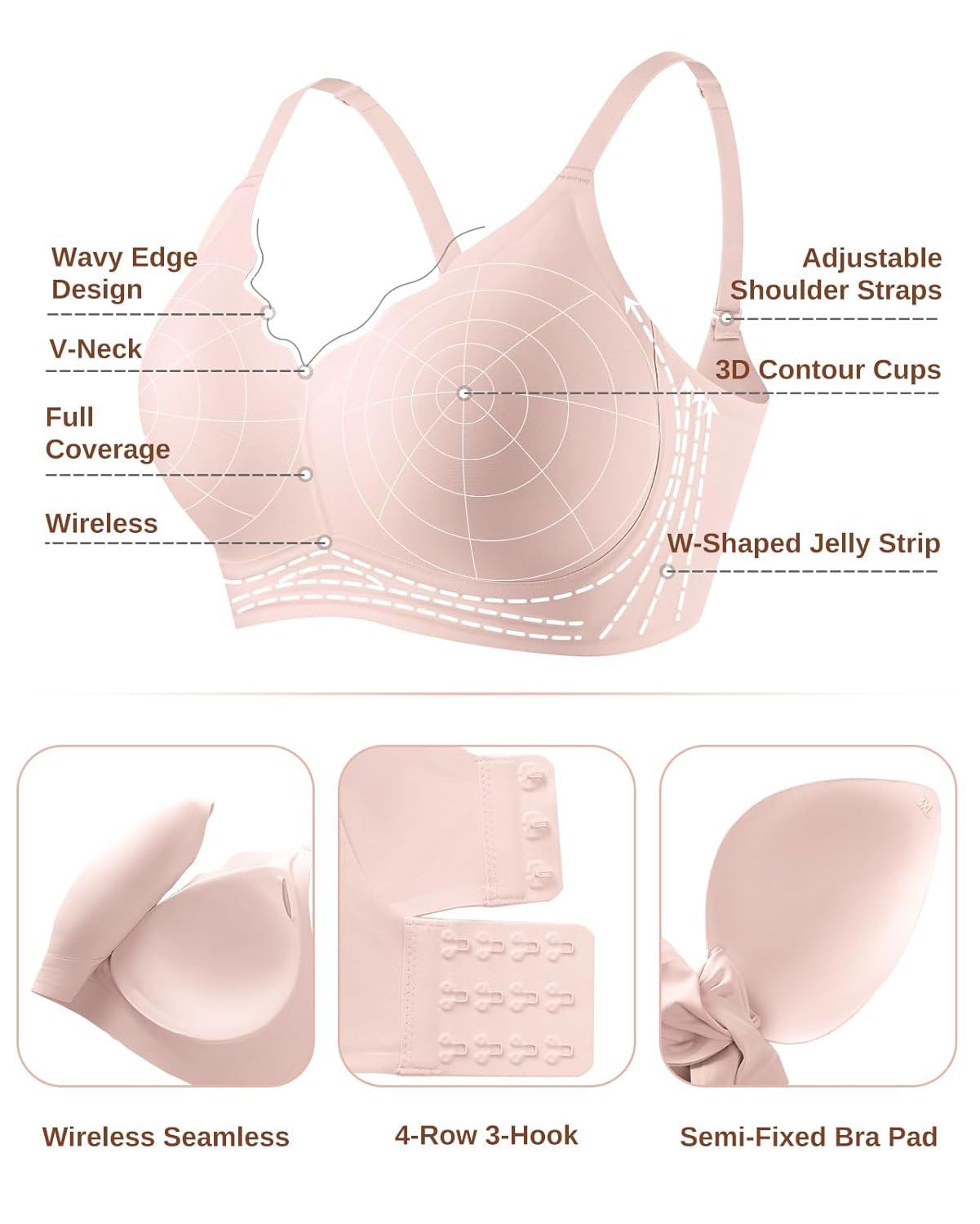 Womens Wireless Bras Push Up Bralette Supportive Everyday Bras Seamless Full Coverage Comfort T-Shirt Bra - lunas-mystic-emporium.com Womens Wireless Bras Push Up Bralette Supportive Everyday Bras Seamless Full Coverage Comfort T-Shirt Bra