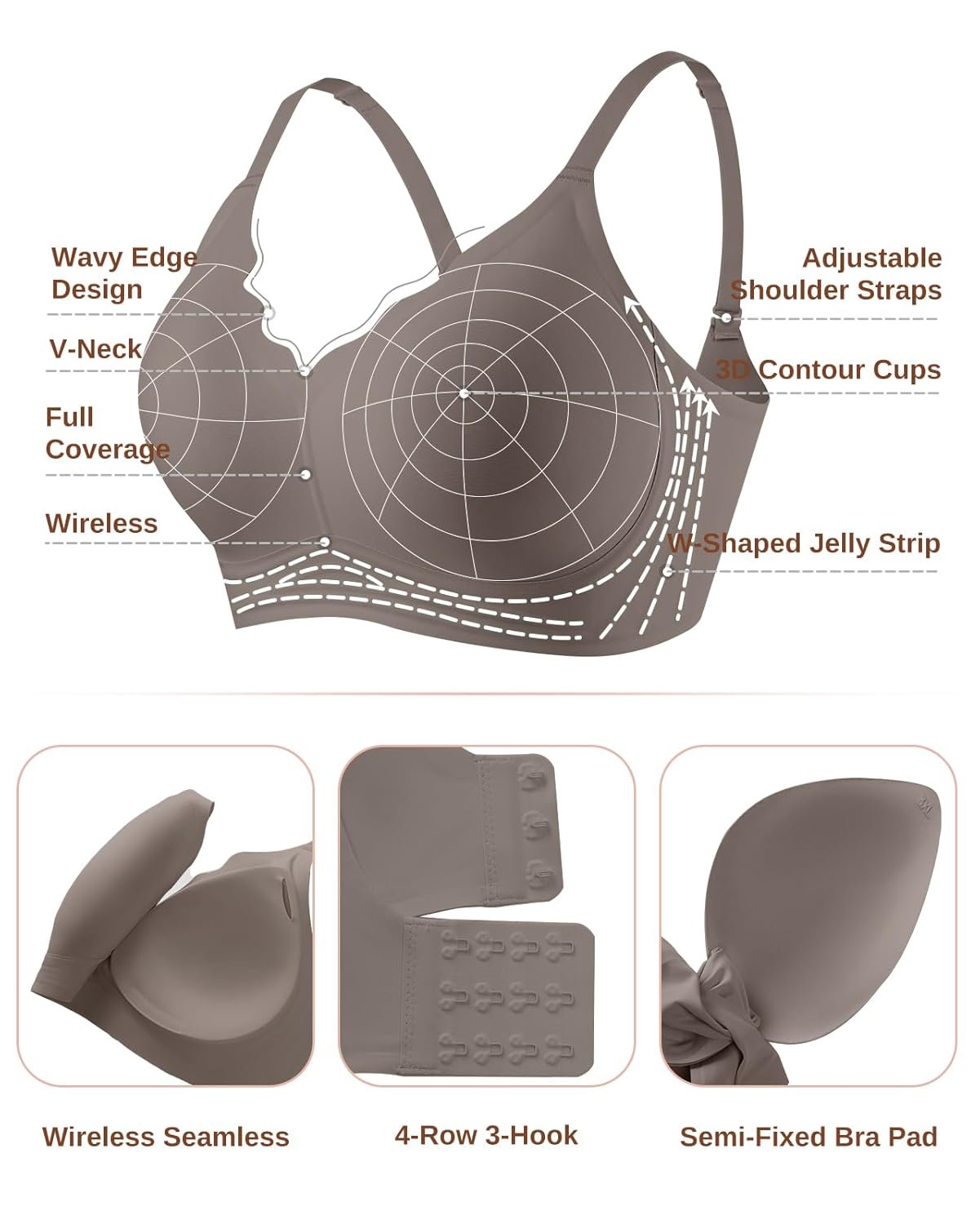 Womens Wireless Bras Push Up Bralette Supportive Everyday Bras Seamless Full Coverage Comfort T-Shirt Bra - lunas-mystic-emporium.com Womens Wireless Bras Push Up Bralette Supportive Everyday Bras Seamless Full Coverage Comfort T-Shirt Bra