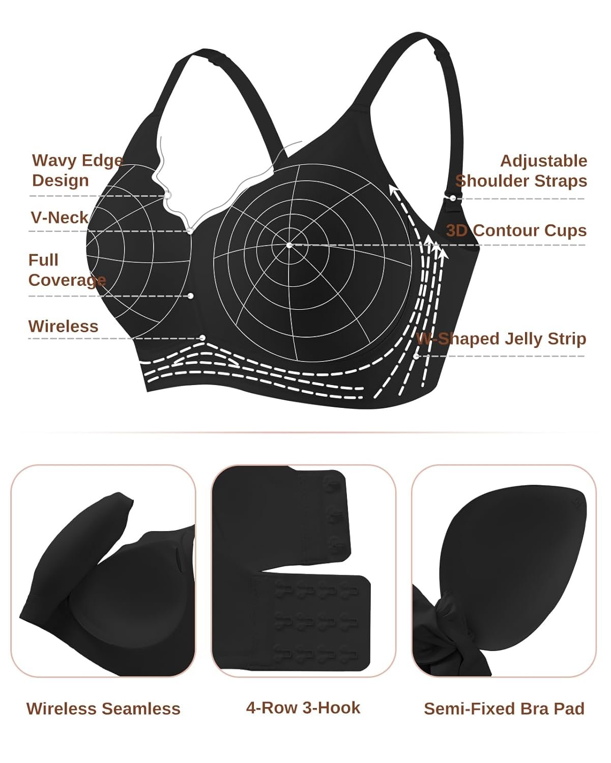 Womens Wireless Bras Push Up Bralette Supportive Everyday Bras Seamless Full Coverage Comfort T-Shirt Bra - lunas-mystic-emporium.com Womens Wireless Bras Push Up Bralette Supportive Everyday Bras Seamless Full Coverage Comfort T-Shirt Bra