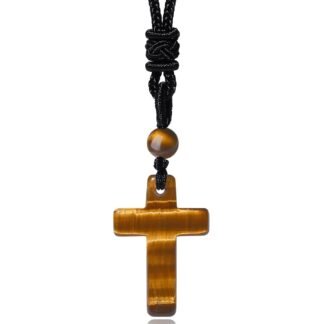 XIANNVXI Healing Crystal Stone Pointed Necklace Adjustable Black Rope Natural Gemstone Pendant Necklaces Jewelry for Men Women