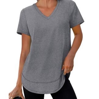 XIEERDUO Womens Workout Tops Short Sleeve Shirts Sun Protection UPF 50+ Quick Dry Outfits for Hiking Running V Neck S-3XL