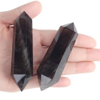YATOJUZI 3.5" Healing Crystals Wand Smoky Quartz Hexagonal Crystal Points Natural Crystals and Healing Stones Large for Meditation Divination Reiki Energy Balancing 1PCS
