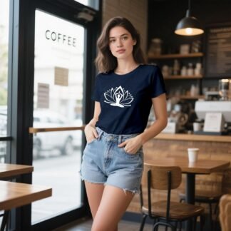 Yoga Shirts for Women Pilates Workout T-Shirt Lotus Flower Meditation Tee Tops