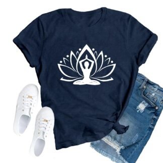 Yoga Shirts for Women Pilates Workout T-Shirt Lotus Flower Meditation Tee Tops