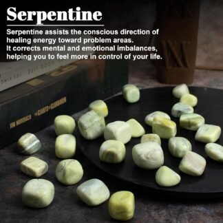 ZAICUS 1lb Serpentine Tumbled Stones | Polished Crystals Healing | Natural Stones | Feng Shui | Chakra Balancing | Good Luck | Reiki Gift | Home Decor | Size 20-25 mm