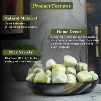 ZAICUS 1lb Serpentine Tumbled Stones | Polished Crystals Healing | Natural Stones | Feng Shui | Chakra Balancing | Good Luck | Reiki Gift | Home Decor | Size 20-25 mm