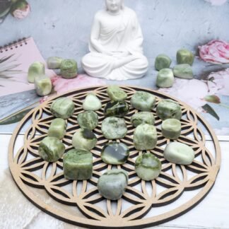 ZAICUS 1lb Serpentine Tumbled Stones | Polished Crystals Healing | Natural Stones | Feng Shui | Chakra Balancing | Good Luck | Reiki Gift | Home Decor | Size 20-25 mm