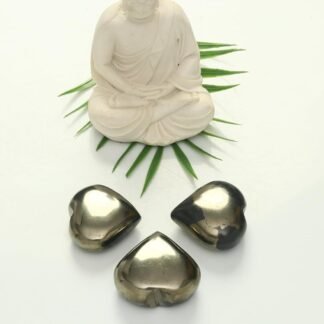 ZAICUS 50mm Golden Pyrite Heart Crystal Love Stones Healing Crystals Natural Reiki Gemstone Hand Carved Palm Thumb Worry Pocket Massage Stones Therapy & Meditation Gifts for...