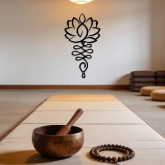 Zckjnoi Metal Wall Art Lotus Flower Yoga Room Decor, Black Metal Meditation Wall Arts Sculpture, Spiritual Mandala Wall Decor, Zen Buddhist Wall Decor for Living Room Bedroom...