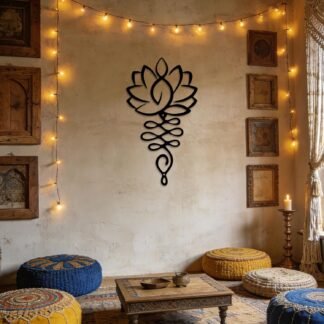 Zckjnoi Metal Wall Art Lotus Flower Yoga Room Decor, Black Metal Meditation Wall Arts Sculpture, Spiritual Mandala Wall Decor, Zen Buddhist Wall Decor for Living Room Bedroom...