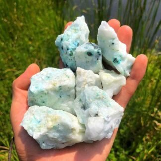 Zenkeeper 1Lb Amazonite Crystal Stone Natural Raw Stones & Fountain Rocks for Tumbling, Cabbing, Polishing, Wire Wrapping, Wicca & Reiki Crystal Healing