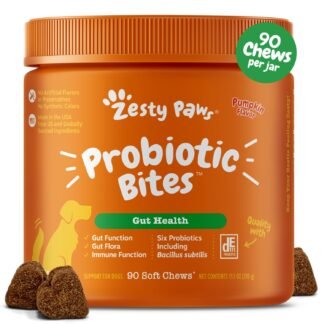 Zesty Paws Probiotics for Dogs - Probiotics for Gut Flora, Digestive Health, Occasional Diarrhea & Bowel Support - Clinically Studied DE111 - Functional Dog Supplement Soft Chew...