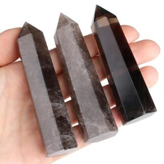 ZHIYUXI 3.7-4" Smoky Quartz Crystal Wand Hexagonal Pointed Healing Crystals Tower Stone 1 Pc Large Crystals Reiki Energy Balancing Meditation Therapy Gemstones Decoration Stones...