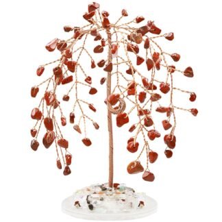 ZHIYUXI Red Jasper Crystals Tree Chip Stones Office Decor Gemstones Money Trees of Life Decorations Reiki Lucky Positive Energy Gifts for Men Women