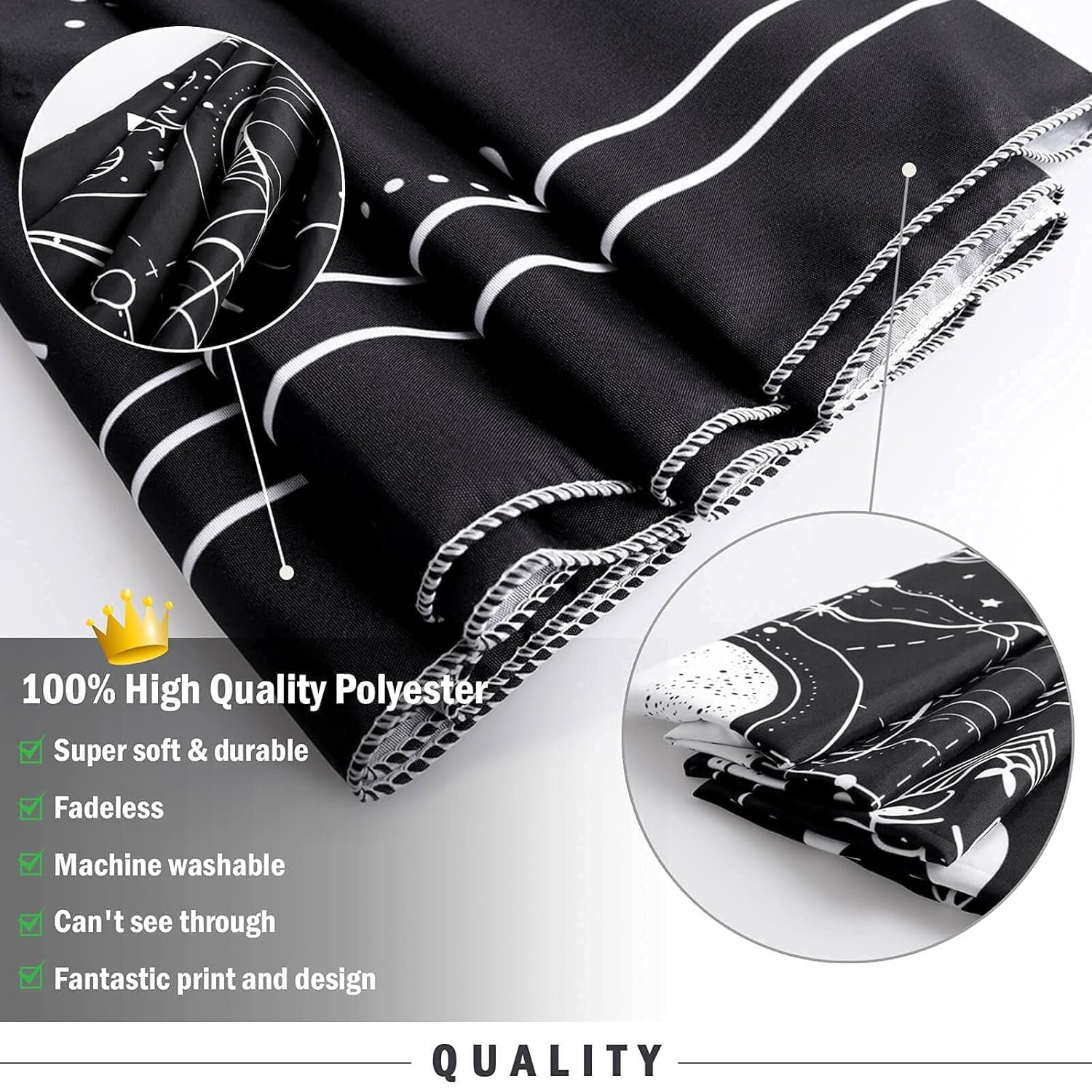 Zodiac Astrology Tapestry - Black and White Constellation Wall Hanging for Teen Girl's Bedroom, Living Room, Dorm (51x59 inches)