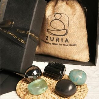 Zuria Valentines Days Gift Crystals Set for Home Protection EMF Protection - Black Tourmaline Hematite Shungite Amazonite Fluorite Chakra Healing Crystals Stones for Meditation...