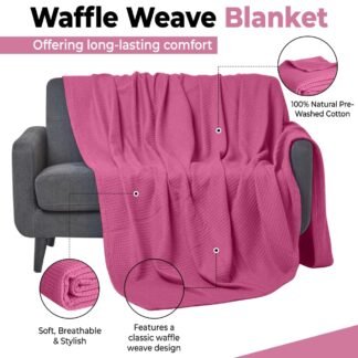 100 Cotton Blankets for Bed - Waffle Weave Blankets for Summer Lightweight and Breathable Soft Woven Blanket for Spring Pink Throw 50 x 60 - lunas-mystic-emporium.com 100% Cotton Blankets for Bed - Waffle Weave Blankets for Summer, Lightweight and Breathable Soft Woven Blanket for Spring (Pink, Throw (50" x 60"))