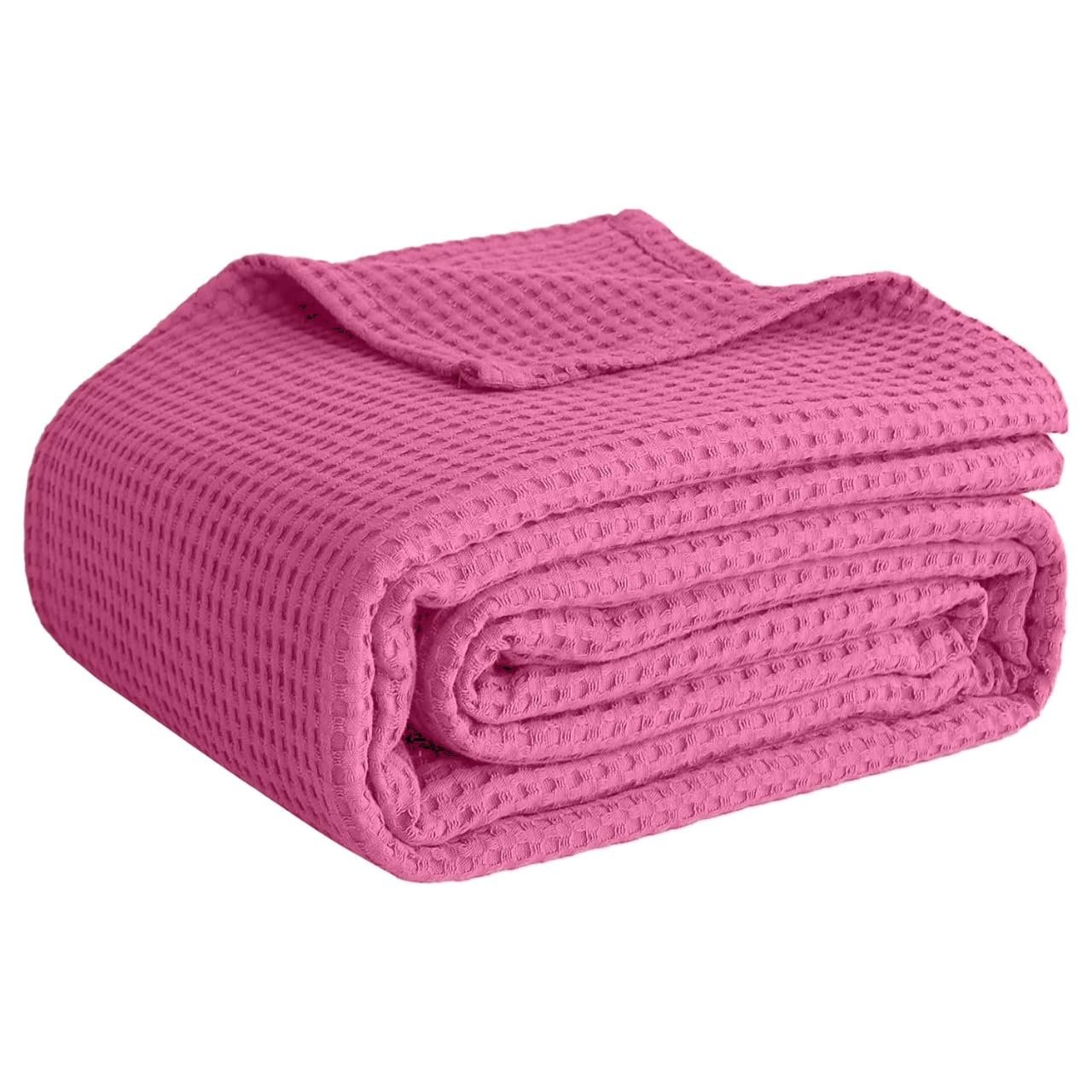 100 Cotton Blankets for Bed - Waffle Weave Blankets for Summer Lightweight and Breathable Soft Woven Blanket for Spring Pink Throw 50 x 60 - lunas-mystic-emporium.com 100% Cotton Blankets for Bed - Waffle Weave Blankets for Summer, Lightweight and Breathable Soft Woven Blanket for Spring (Pink, Throw (50" x 60"))