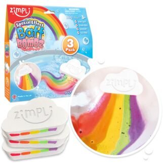 3 x Cloud Rainbow Bath Bomb from Zimpli Kids, Children's Large Bubble Bath Bomb, Vivid Rainbow Colours, Kid Gift Set