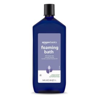 Amazon Basics Lavender Scented Foaming Bath with Essential Oil and Epsom Salt, Soothing, 34 Fluid Ounce