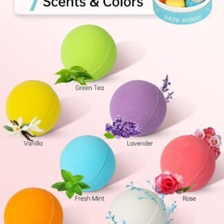 Aofmee Bath Bombs, 7pcs Bubble Bath Bombs for Women, Natural Handmade Fizzies Gift Set, Spa Organic Bathbombs for Kids, Essential Oil Personal Care Bath Gift for Birthday...