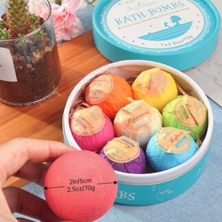 Aofmee Bath Bombs, 7pcs Bubble Bath Bombs for Women, Natural Handmade Fizzies Gift Set, Spa Organic Bathbombs for Kids, Essential Oil Personal Care Bath Gift for Birthday...