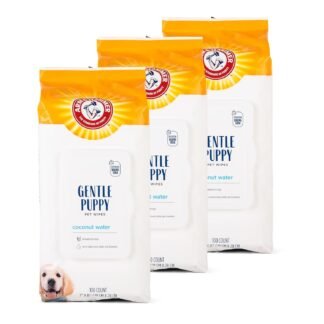 Arm & Hammer Dog Grooming Wipes, Deodorizing Dog Cleaning Wipes with Coconut Water, Gentle for Dogs and Puppies, Paraben and Sulfate Free Formula, Light Coconut Scent, 100 Count